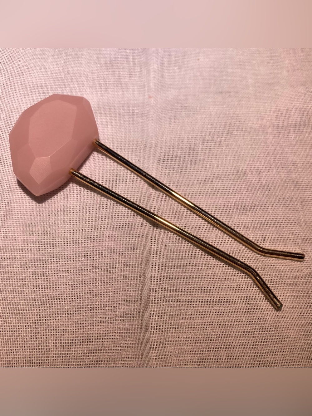 Japanese Gold Hair Pin with Pink Gem Accent
